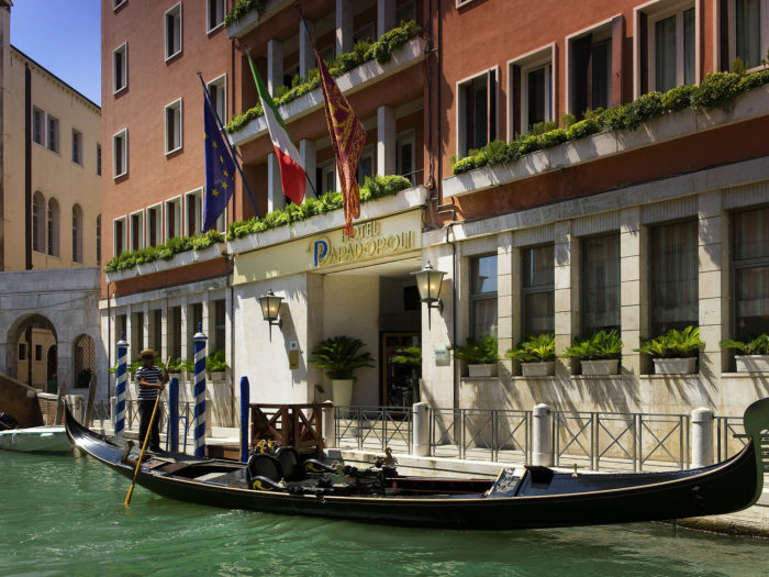 Hotel Papadopoli Venice with gondola.