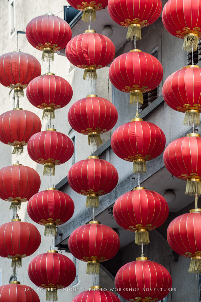 Red lanterns in Macao, China.
