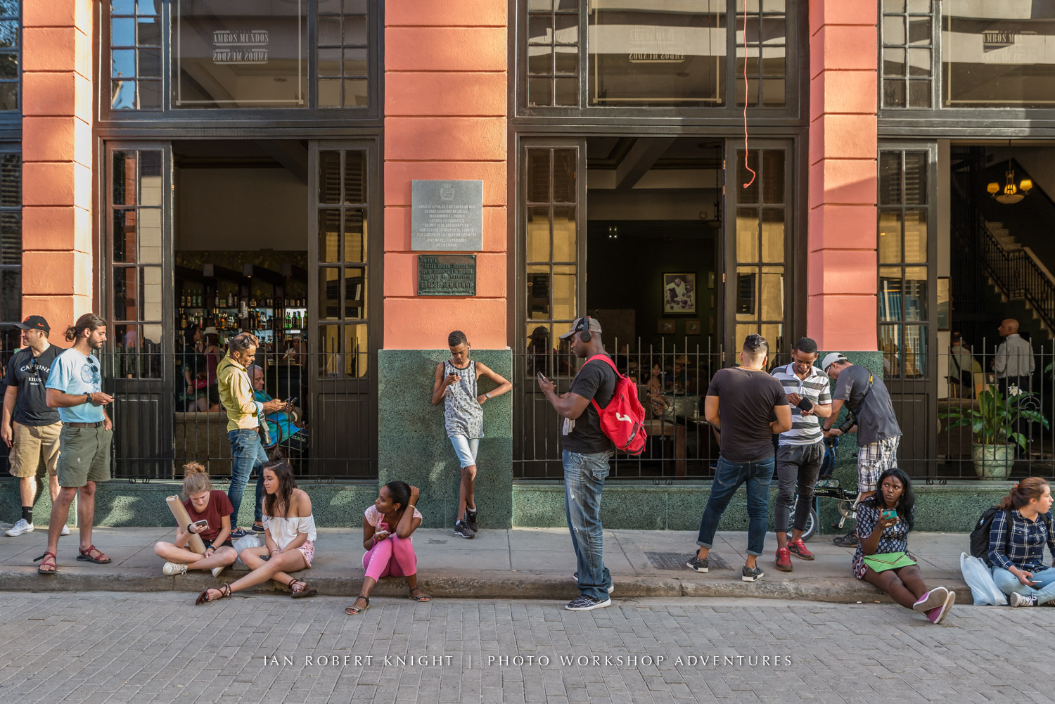 Mobile phone users in Havana, Cuba