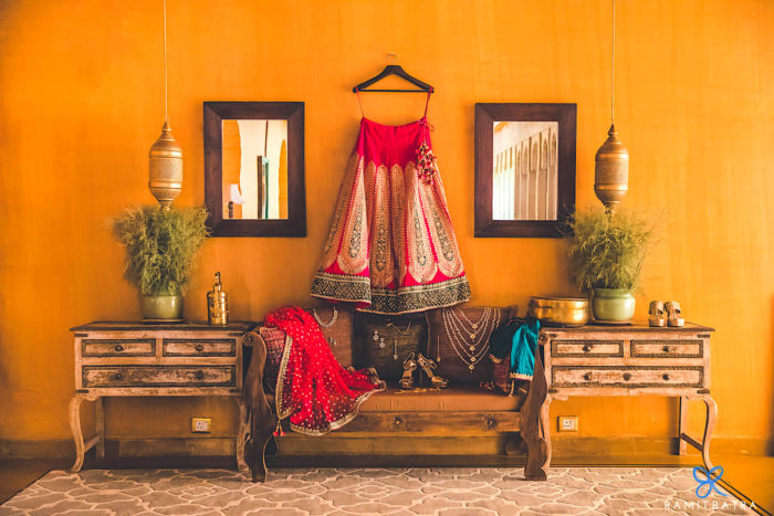 Room interior of Suryagarh Hotel, Jaisalmer, India.
