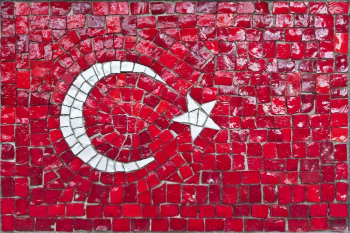 Flag of Turkey in mosaic tiles.