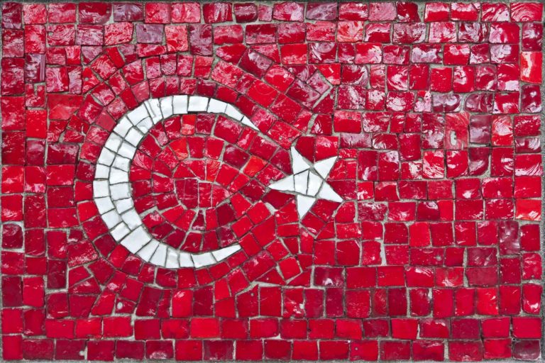 Flag of Turkey in mosaic tiles.