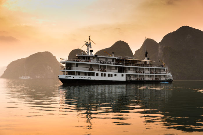 Photo of junk ship in Ha Long Bay, Vietnam, by Ian Robert Knight.