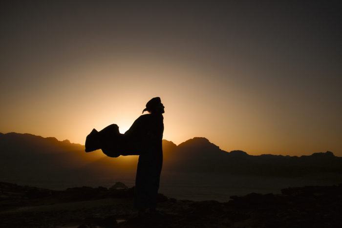 Photo of a bedouin man in sunset, by Laurie Cohen.